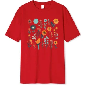 Çiçek Baskılı Unisex T-Shirt