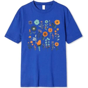 Çiçek Baskılı Unisex T-Shirt