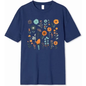 Çiçek Baskılı Unisex T-Shirt