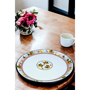 İnci Emaye 40 No Emaye Sini Sofra, Yemek Sunum Tepsi, Yer Sofrası Çinko ~38CM