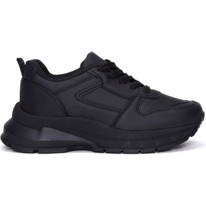 Kadın Siyah Kalın Tabanlı Bağcıklı Sneaker 24WFE1451MT