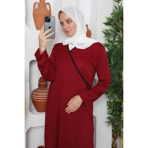 Yandan Bağlamalı Pamuklu Kadın Namaz Elbisesi Çift Bağcıklı Tesettür Elbise
