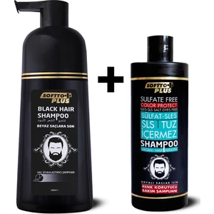 Softto Plus Black Haır Doğal Görünümlü Shampoo ve Özel Renk Koruyucu Şampuan paketi
