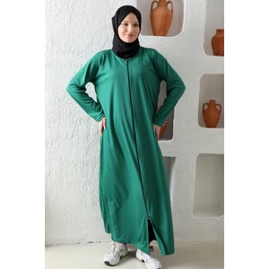 Fermuarlı Kadın Namaz Elbisesi Yazlık Hafif Kumaş Tesettür Ferace