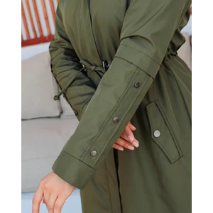 KMK Kombin Kmkkombin Kadın Uzun Bondit Kumaş Çift Cepli Içi Kürklü Tesettür Mont Özaltay