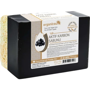 Doğal Kabak Lifli Aktif Karbon Sabunu 140 gr Tüm Cilt Tipleri Için Gözenek ve Yaşlanma Önleyici