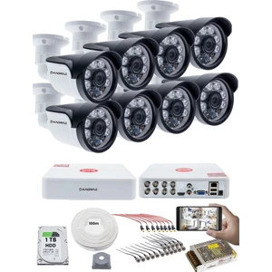 8'li Kamera Seti - 5mp Sony Seculensli 1080P, 6 Atom Led, Full Hd Ahd Güvenlik Kamerası Seti, Gece Görüşlü, IP66 , V1