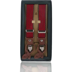 Kırmızı Deri Bağlantılı Düğme Delikli Jakarlı Pantolon Askısı PAN191