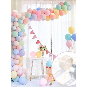 Balon Diyarı Makaron Karışık Renk 12 inç 50'li Balon Seti + 5 m Balon Zinciri – Parti ve Etkinlik Süslemeleri İçin