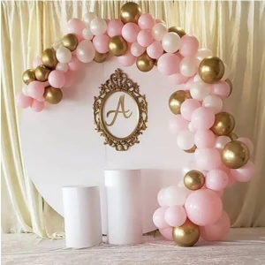 Balon Diyarı 50 Adet 12 Inç Metalik Parti Balonu Pembe -Beyaz - Gold + 5 Mt Balon Zinciri