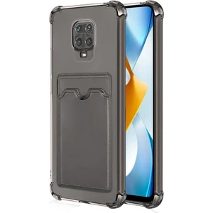 Redmi Note 9S Kılıf Darbe Emici Köşe Korumalı Kartlıklı Cüzdanlı Silikon Kapak