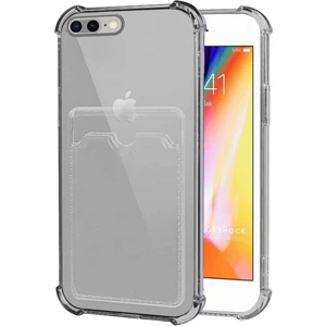 Apple iPhone 8 Plus Kılıf Darbe Emici Köşe Korumalı Kartlıklı Cüzdanlı Silikon Kapak