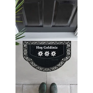 M&H Quality Yarım Ay Modeli Hoş Geldiniz Yazlı Çiçek Desenli Kapı Önü Paspası
