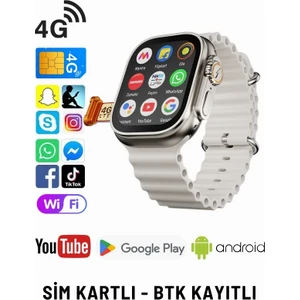 Watch 8 One Ultra 4g Lite Sim Kartlı Android Akıllı Saat Gps, Wi-Fi,youtube,çocuk,Yetişkin iPhone Huawei Uyumlu 9