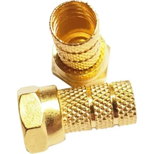 10 Adet Gold-Sarı F Konnektör Rg6-U4 Uyumlu Standart 18 mm Anten Kablosu Jakı Paslanmaz