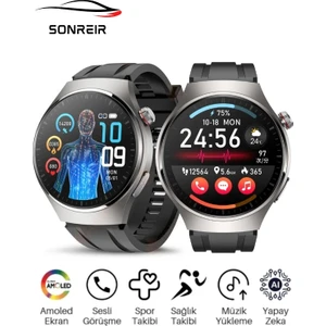 SONREIR Spor Watch 4 Pro 120HZ Amoled Ekran Su Geçirmez Sesli Arama Yapan Akıllı Saat Huawei Iphone Uyumlu 8