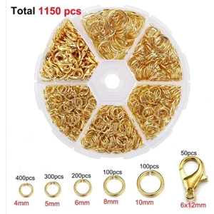 Yiğit Aksesuar 1150 Parça Gold Halka ve Papağan Klips Takı Yapım Seti Malzemeleri