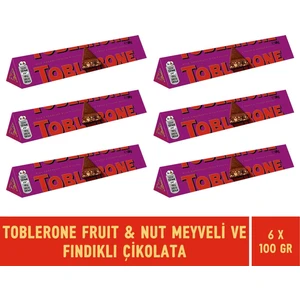 Fruit & Nut Meyveli ve Fındıklı Tablet Çikolata 100 gr - 6 Adet