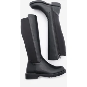 Kadın Günlük Çizme Lastikli Streç Dizaltı Enpar Siyah