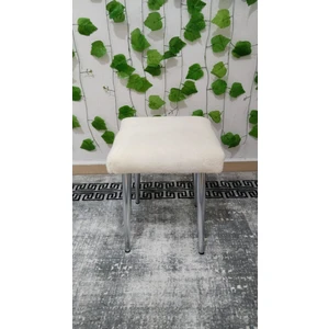 Özcan Mobilya Aksesuar Metal Ayak Teddy Kumaş Dekoratif Çok Amaçlı Peluş Puf Tabure Bench Koltuk Sandalye