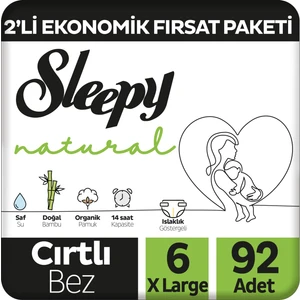 Natural 2'li Fırsat Paketi 6 Numara Xlarge Bebek Bezi 92 Adet