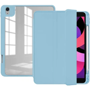 Apple iPad Air 6.Nesil M2 11 inç 2024 Kılıf Yatay Standlı Uyku Modlu Kalem Bölmeli Arkası Şeffaf Pc inci Kılıf (Model A2902,A2903,A2904)