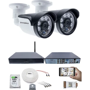 2 Kameralı Güvenlik Seti - 5mp Sony Seculens, 1080P Full Hd Ahd, 6 Atom Led, Gece Görüşlü, IP66, 5mp Dvr + Wifi Adaptörü, V1
