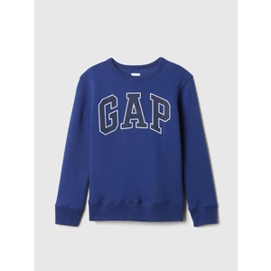 Erkek Çocuk Mavi Gap Logo Grafikli Fleece Sweatshirt