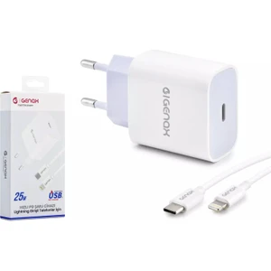 GNX012 Lıghtnıng - Type-C Şarj Adaptörü Set Pd 25W Beyaz