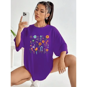 Çiçek Baskılı Unisex T-Shirt