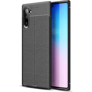 Samsung Galaxy Note 10 Kılıf Niss Deri Görünümlü Silikon + Ekran Koruyucu
