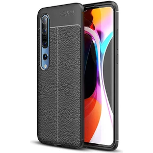 Xiaomi Mi 10 Kılıf Niss Deri Görünümlü Silikon + Ekran Koruyucu