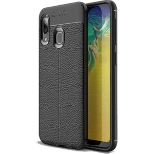 Samsung Galaxy A20 Kılıf Niss Deri Görünümlü Silikon