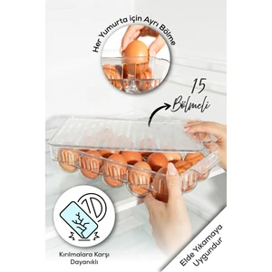 Pd Home 15LI Kırılmalara Karşı Dayanıklı Yumurtalık Bölmeli Yumurta Saklama Kutusu