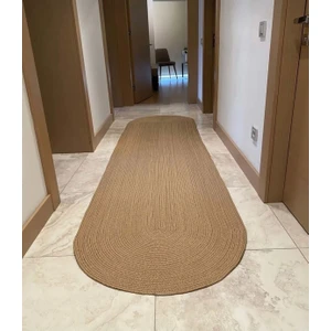 Hasır Jüt Halı El Örgüsü Halı Kilim Yıkanabilir Çift Taraflı Oval