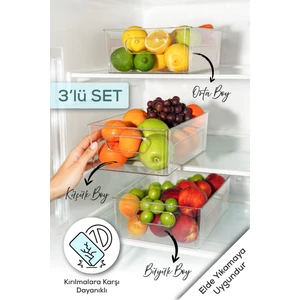 Pd Home 3 Boy Kırılmaya Karşı Dayanıklı Buzdolabı Düzenleyici - Buzdolabı Organizeri