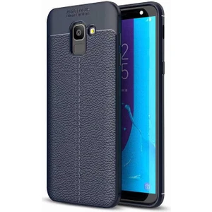 Samsung Galaxy J6 Kılıf Niss Deri Görünümlü Silikon + Ekran Koruyucu