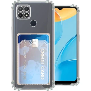 Oppo A15 Kılıf Kamera Korumalı Kartlıklı Setra Şeffaf Silikon