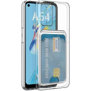 Oppo A54 Kılıf Kamera Korumalı Kartlıklı Setra Şeffaf Silikon