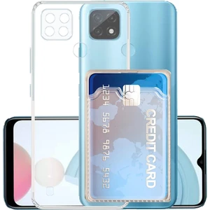 Realme C21 Kılıf Kamera Korumalı Kartlıklı Setra Şeffaf Silikon