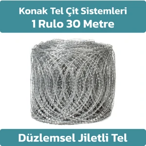 Konak Tel Çit Sistemleri Düzlemsel Jiletli Tel 45 cm x 30 METRE(45X30M)