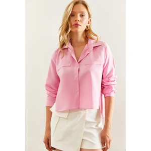 Kadın Süs Cep Detaylı Uzun Kollu Poplin Gömlek