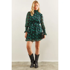 Kadın Beli Kuşaklı Sifon Elbise