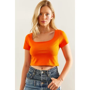 Kadın Kısa Kol Crop Bluz