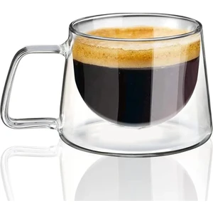 Octopus Bazaar 2 Adet Çift Yalıtımlı Sıcaklığı Koruma Özellikli Çift Cidarlı El Yapımı Bardak Kupa - Kahve Espresso Bardağı