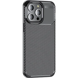 Iphone 15 Pro Max Kılıf Negro Karbon Desen Silikon + Ekran Koruyucu