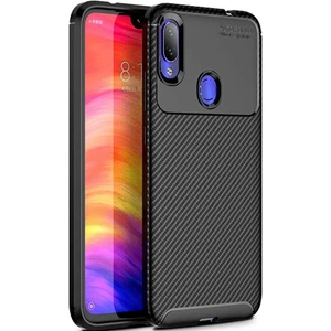 Xiaomi Redmi Note 7 Kılıf Negro Karbon Desen Silikon + Ekran Koruyucu