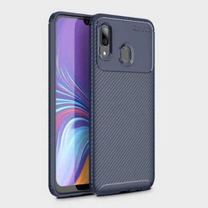 Samsung Galaxy A20 Kılıf Negro Karbon Desen Silikon + Ekran Koruyucu
