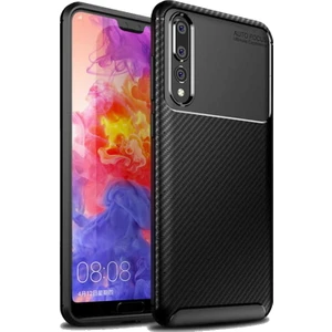 Huawei P20 Pro Kılıf Negro Karbon Desen Silikon + Ekran Koruyucu