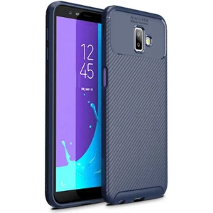 Samsung Galaxy J6 Plus Kılıf Negro Karbon Desen Silikon + Ekran Koruyucu